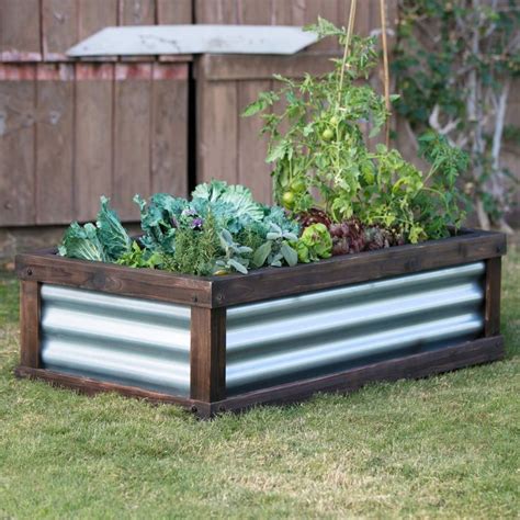 coral coast raised box metal & wood planter|Coral Coast Guthrie Corrugated Metal & Wood .